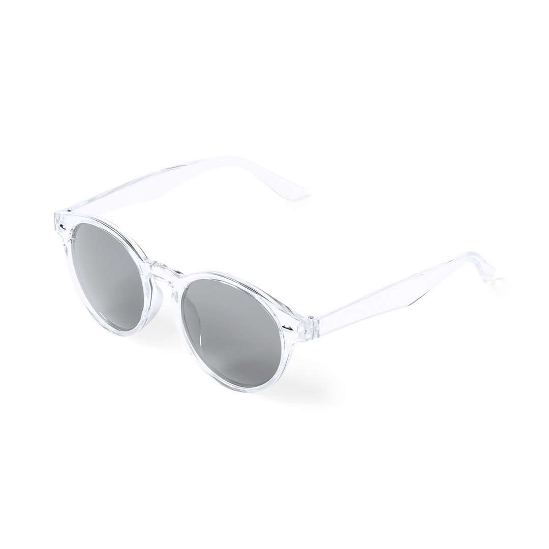 Gafas de sol unisex negras con protección UV400 y diseño circular - Blanco
