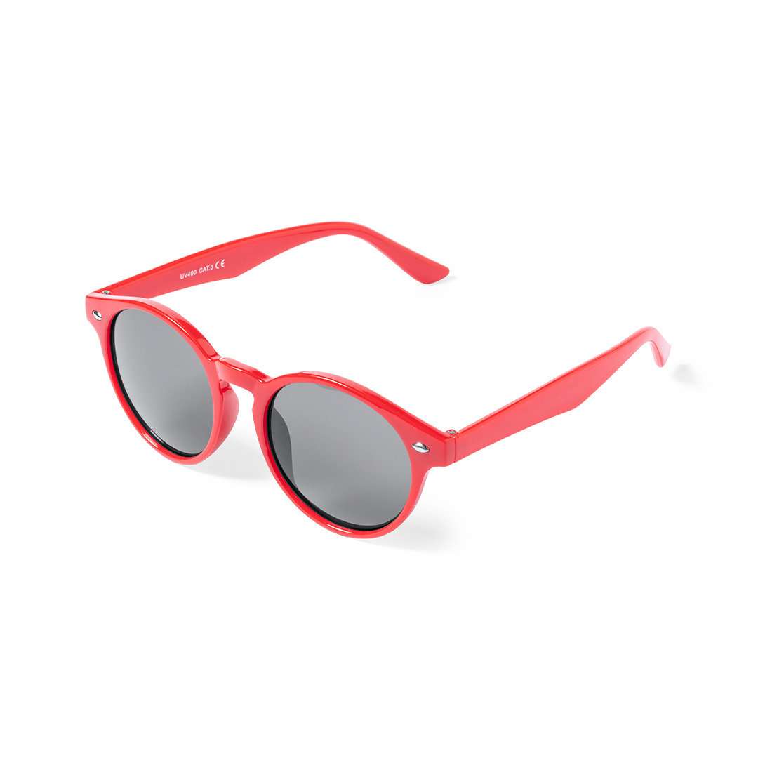 Gafas de sol unisex negras con protección UV400 y diseño circular - Rojo