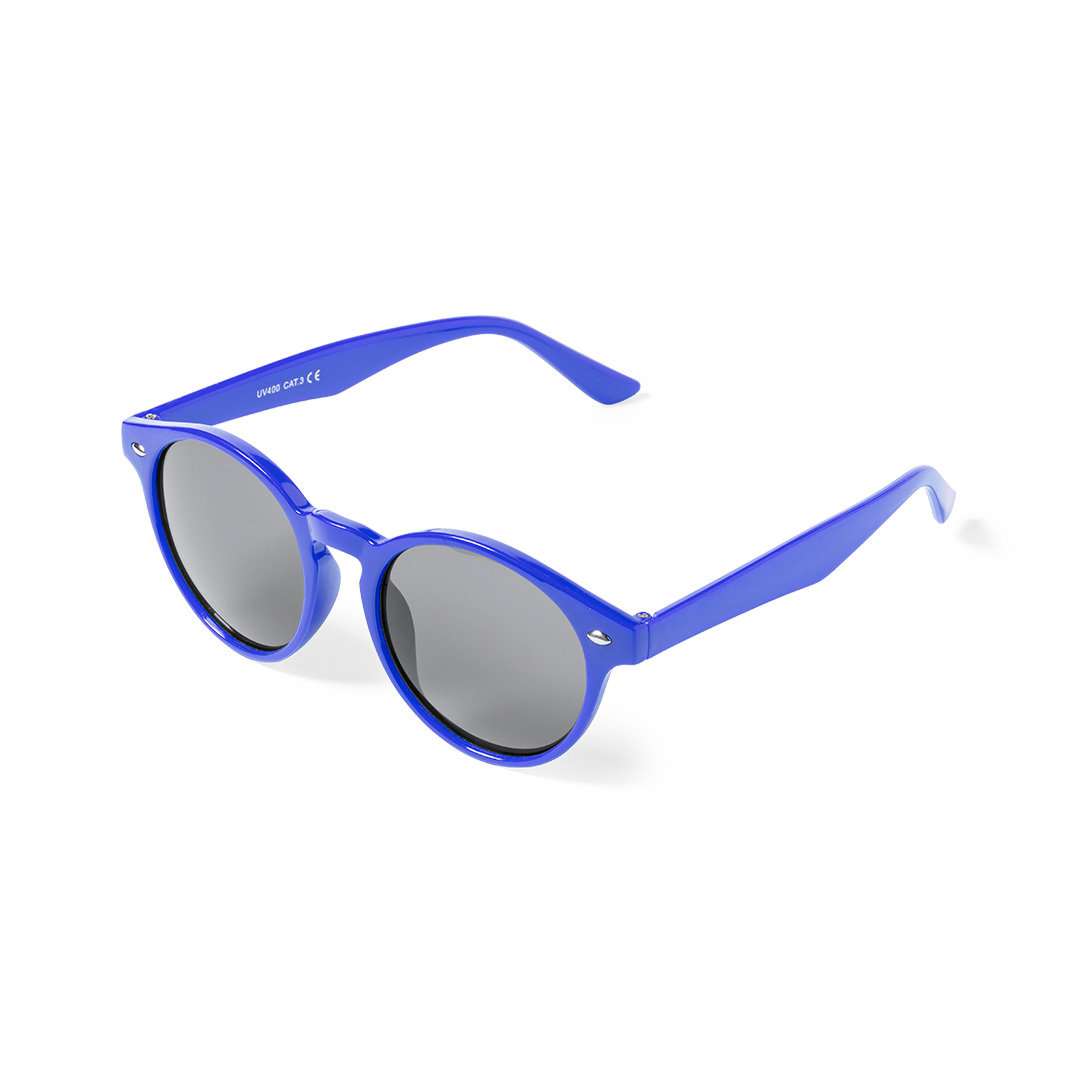 Gafas de sol unisex negras con protección UV400 y diseño circular - Azul