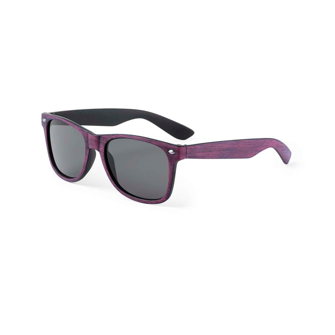 Gafas de sol Leychan con montura efecto madera y lentes ahumadas - Rojo