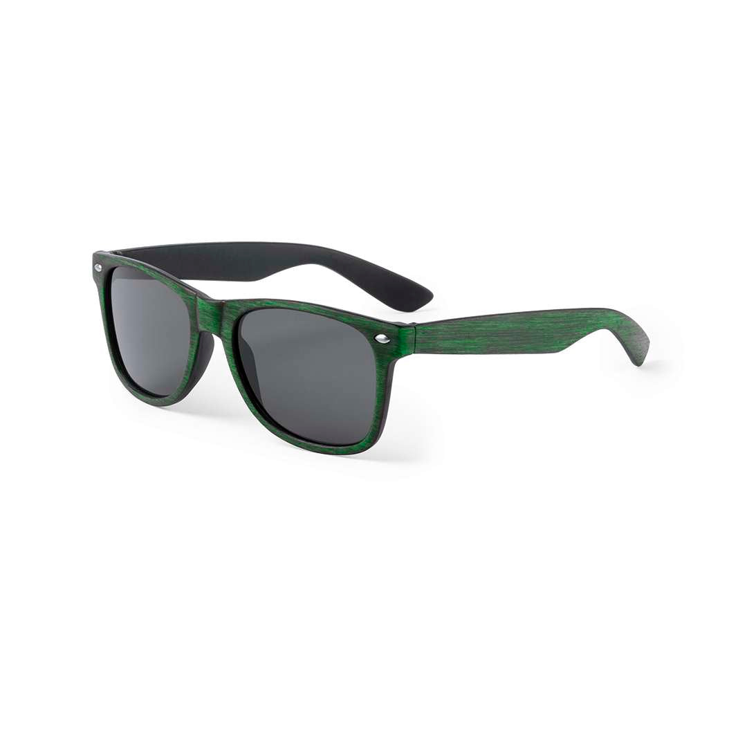 Gafas de sol Leychan con montura efecto madera y lentes ahumadas - Verde