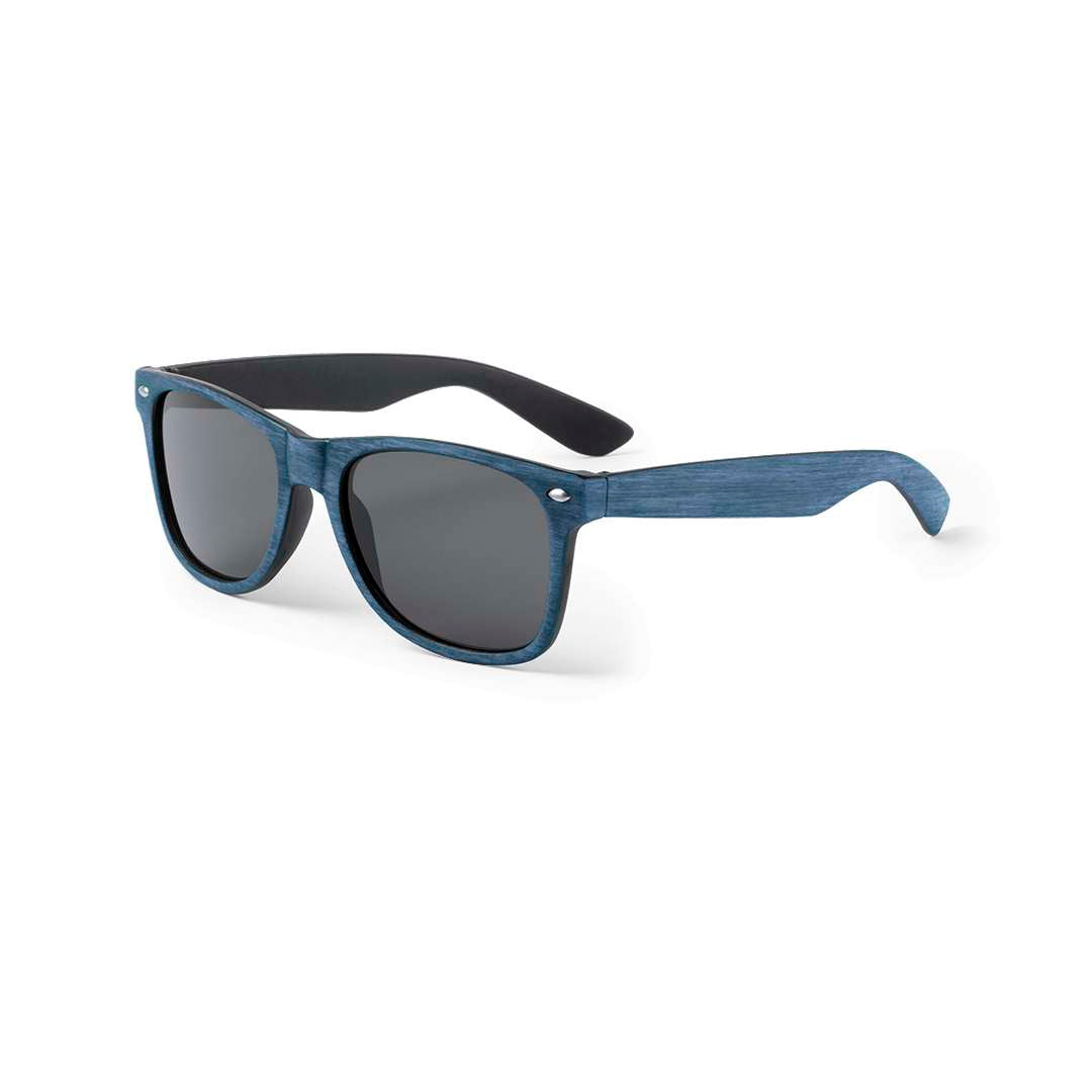 Gafas de sol Leychan con montura efecto madera y lentes ahumadas - Azul