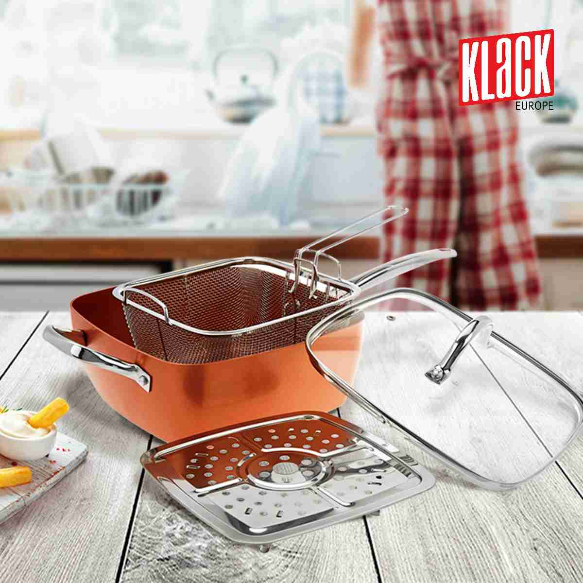 Sartén cuadrada de 24cm con accesorios Klack®
