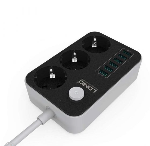 Regleta Alargador de enchufe con 6 USB - Klack Europe -  Protección contra sobrecargas