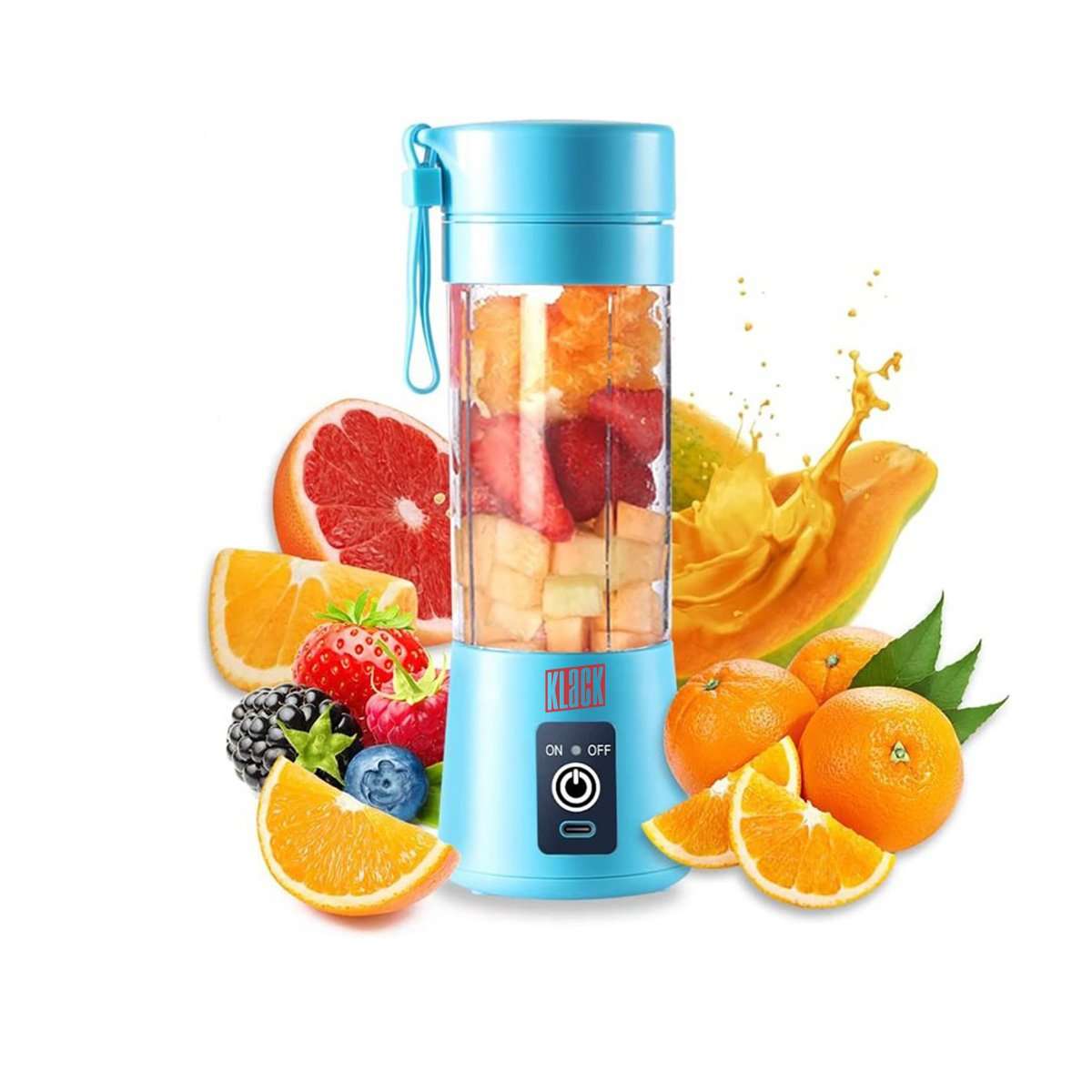 Batidora Licuadora Klack portátil -  para batidos y smoothies -  380 ml con seis cuchillas - Azul