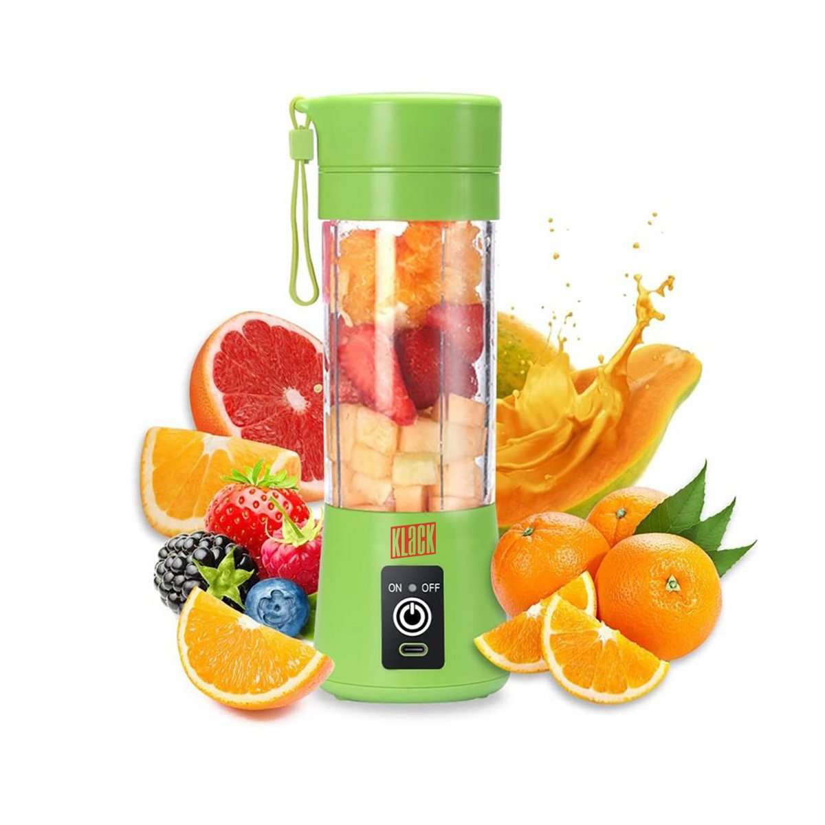 Batidora Licuadora Klack portátil -  para batidos y smoothies -  380 ml con seis cuchillas - Verde