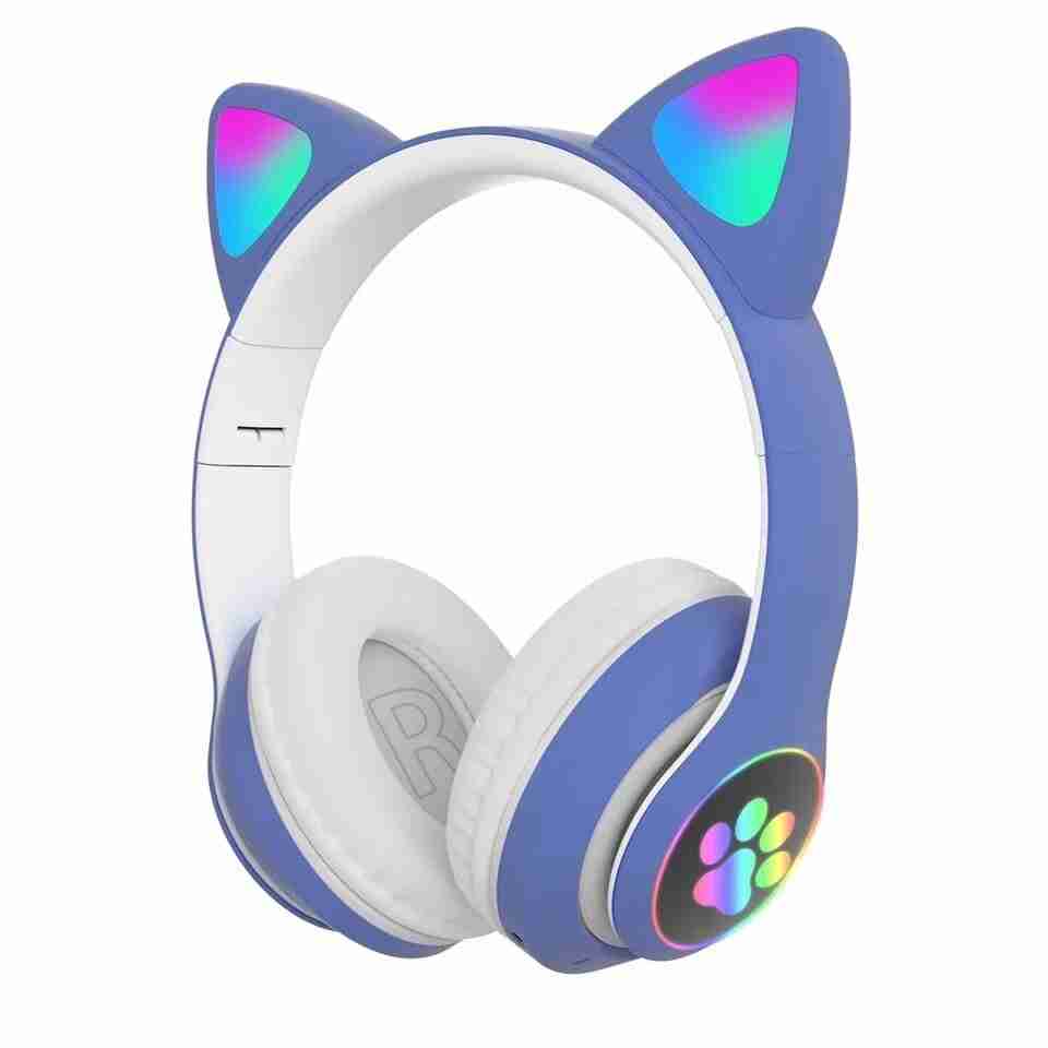 Auriculares  con Orejas de Gato Bluetooth Plegables con Micrófono Klack® - Azul