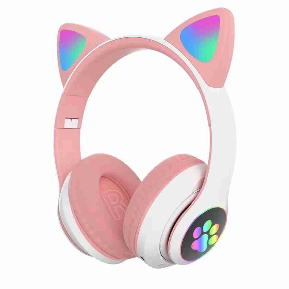Auriculares  con Orejas de Gato Bluetooth Plegables con Micrófono Klack® - Rosa