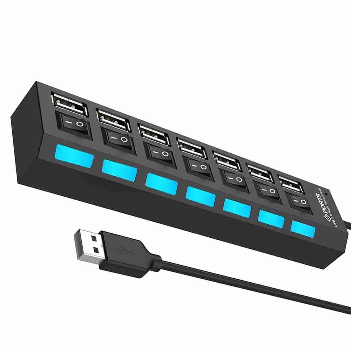 HUB Multipuerto USB 7 Puertos Adaptador Concentrador USB 2.0 KLACK